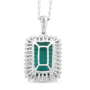 Certified & Appraised Rhapsody AAAA Pirineu Lagoon Tourmaline and E-F VS Diamond 8.15 ctw Pendant without Chain in 950 Platinum