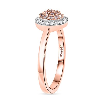 D'Joy Natural Pink and White Diamond 0.35 ctw Blooming Flower Ring in 18K Vermeil Rose Gold Over Sterling Silver (Size 10.0)
