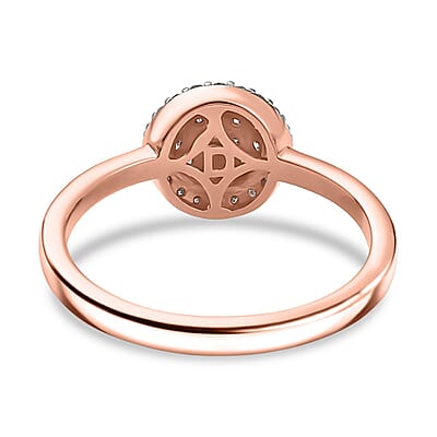 D'Joy Natural Pink and White Diamond 0.35 ctw Blooming Flower Ring in 18K Vermeil Rose Gold Over Sterling Silver (Size 10.0)