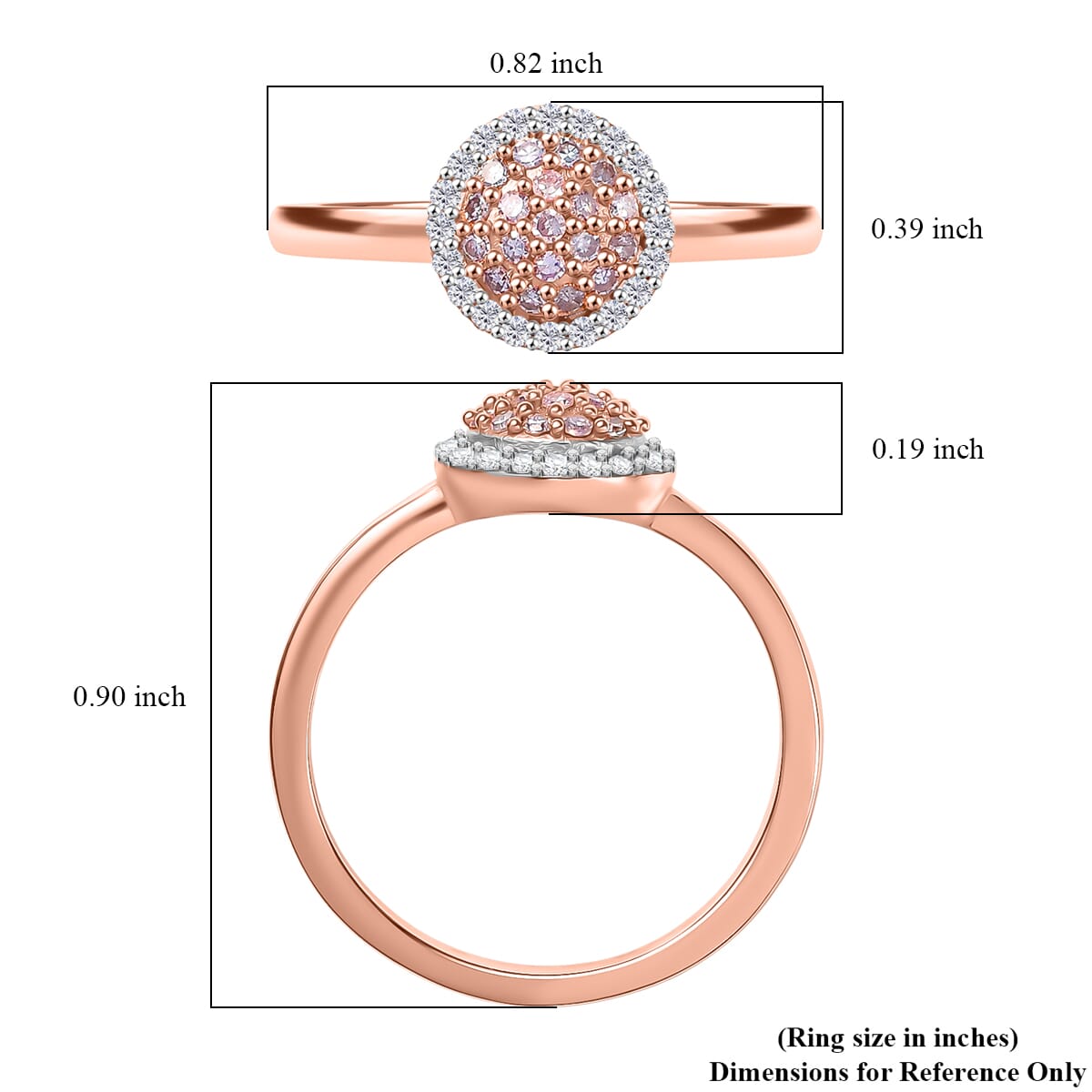 D’Joy Natural Pink and White Diamond 0.35 ctw Blooming Flower Ring in 18K Vermeil Rose Gold Over Sterling Silver (Size 10.0) (Del. in 10-12 Days) image number 5