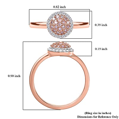 D'Joy Natural Pink and White Diamond 0.35 ctw Blooming Flower Ring in 18K Vermeil Rose Gold Over Sterling Silver (Size 10.0)