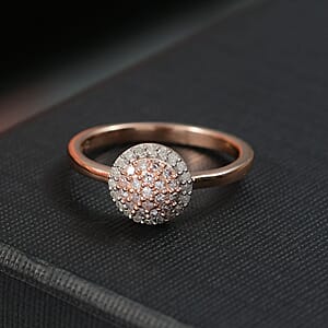 D'Joy Natural Pink and White Diamond 0.35 ctw Blooming Flower Ring in 18K Vermeil Rose Gold Over Sterling Silver (Size 6.0) 