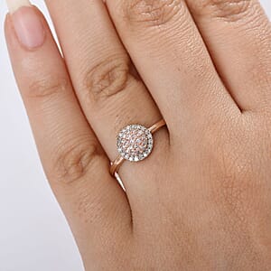 D'Joy Natural Pink and White Diamond 0.35 ctw Blooming Flower Ring in 18K Vermeil Rose Gold Over Sterling Silver (Size 6.0) 