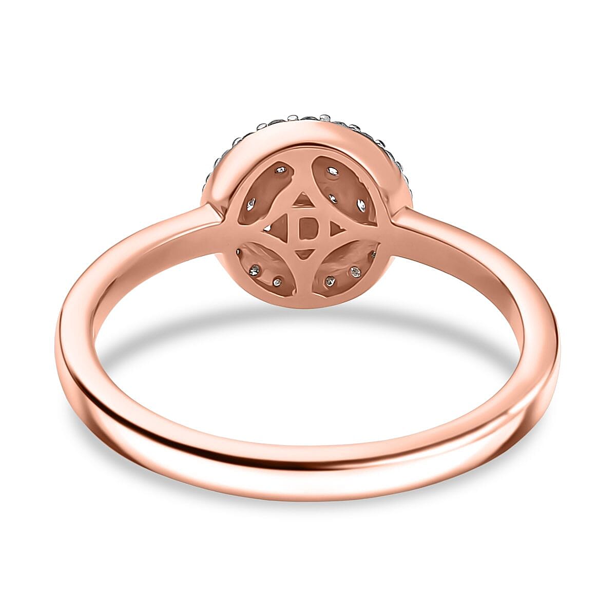 D'Joy Natural Pink and White Diamond 0.35 ctw Blooming Flower Ring in 18K Vermeil Rose Gold Over Sterling Silver (Size 6.0)