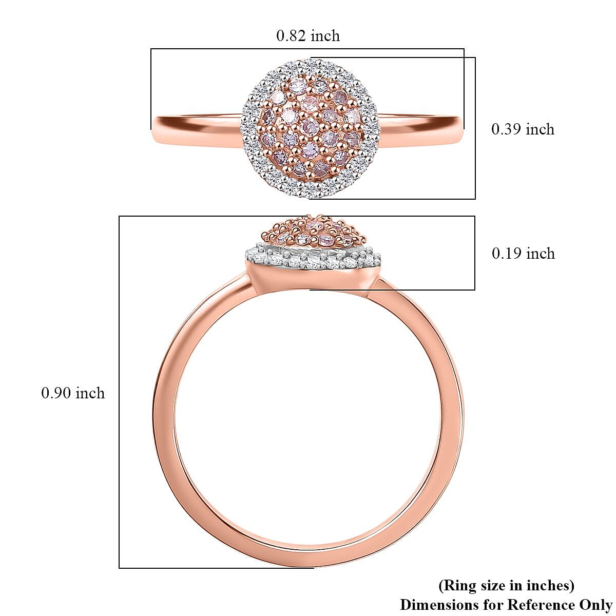 D'Joy Natural Pink and White Diamond 0.35 ctw Blooming Flower Ring in 18K Vermeil Rose Gold Over Sterling Silver (Size 6.0)