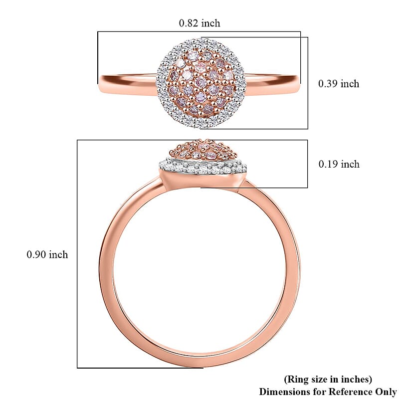 D'Joy Natural Pink and White Diamond 0.35 ctw Blooming Flower Ring in 18K Vermeil Rose Gold Over Sterling Silver (Size 6.0)
