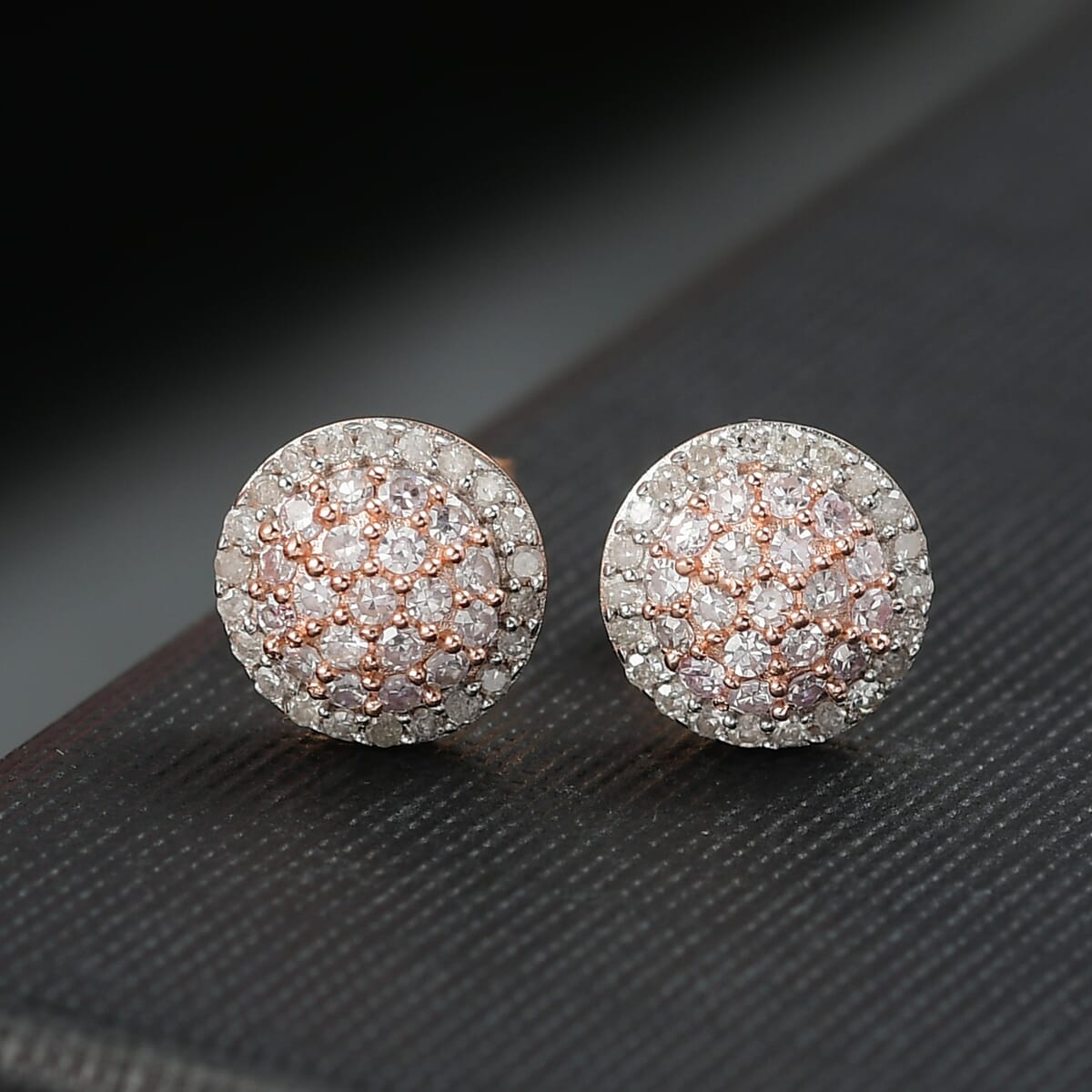 D’Joy Natural Pink and White Diamond 0.50 ctw Blooming Flower Earrings in 18K Vermeil Rose Gold Over Sterling Silver (Del. in 10-12 Days) image number 1