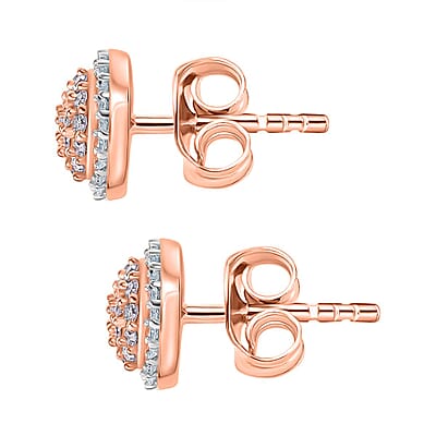 D’Joy Natural Pink and White Diamond 0.50 ctw Blooming Flower Earrings in 18K Vermeil Rose Gold Over Sterling Silver