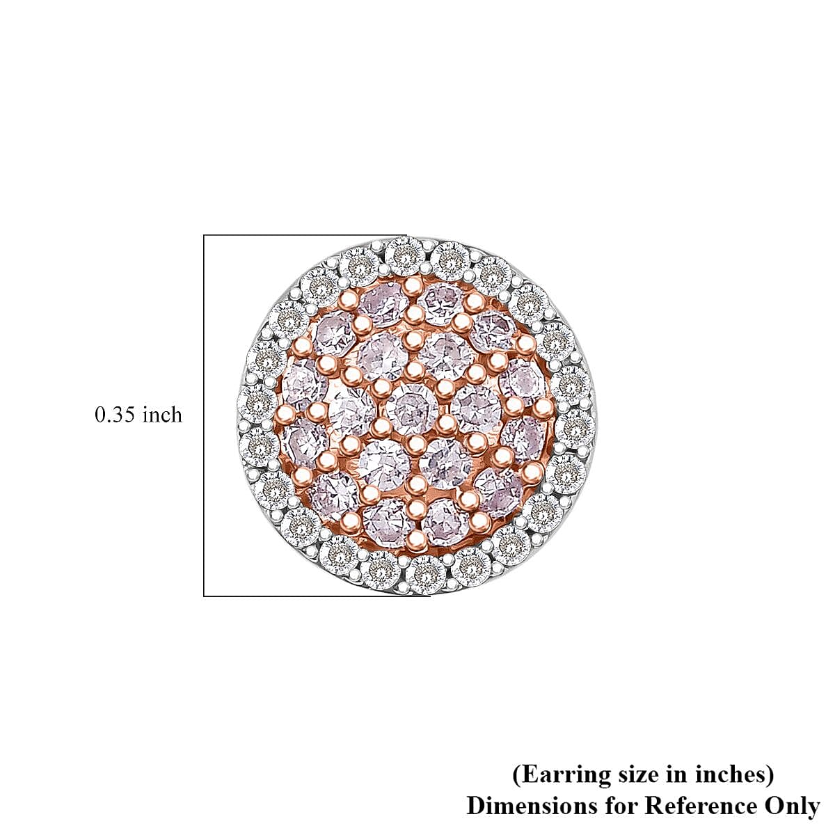D’Joy Natural Pink and White Diamond 0.50 ctw Blooming Flower Earrings in 18K Vermeil Rose Gold Over Sterling Silver