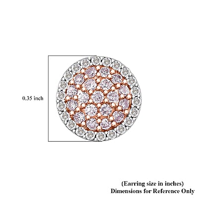 D’Joy Natural Pink and White Diamond 0.50 ctw Blooming Flower Earrings in 18K Vermeil Rose Gold Over Sterling Silver