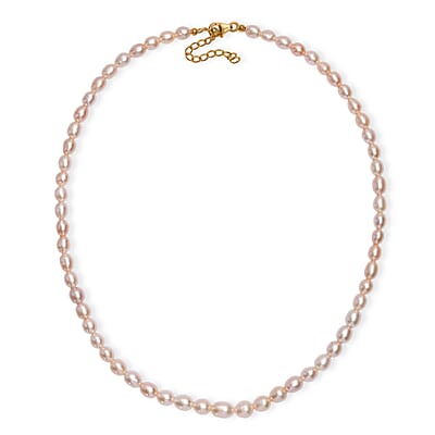 Peach Freshwater Pearl Necklace in 18K Vermeil Yellow Gold Sterling Silver 18 Inches