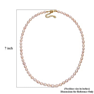 Peach Freshwater Pearl Necklace in 18K Vermeil Yellow Gold Sterling Silver 18 Inches