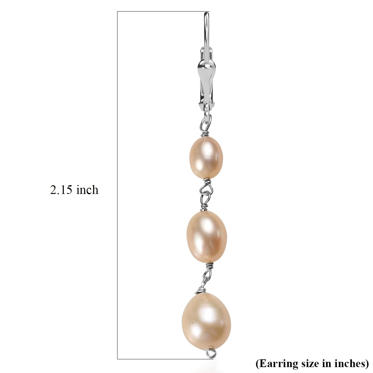 D'Joy Peach Freshwater Pearl Earring in Rhodium Over Sterling Silver image number 4
