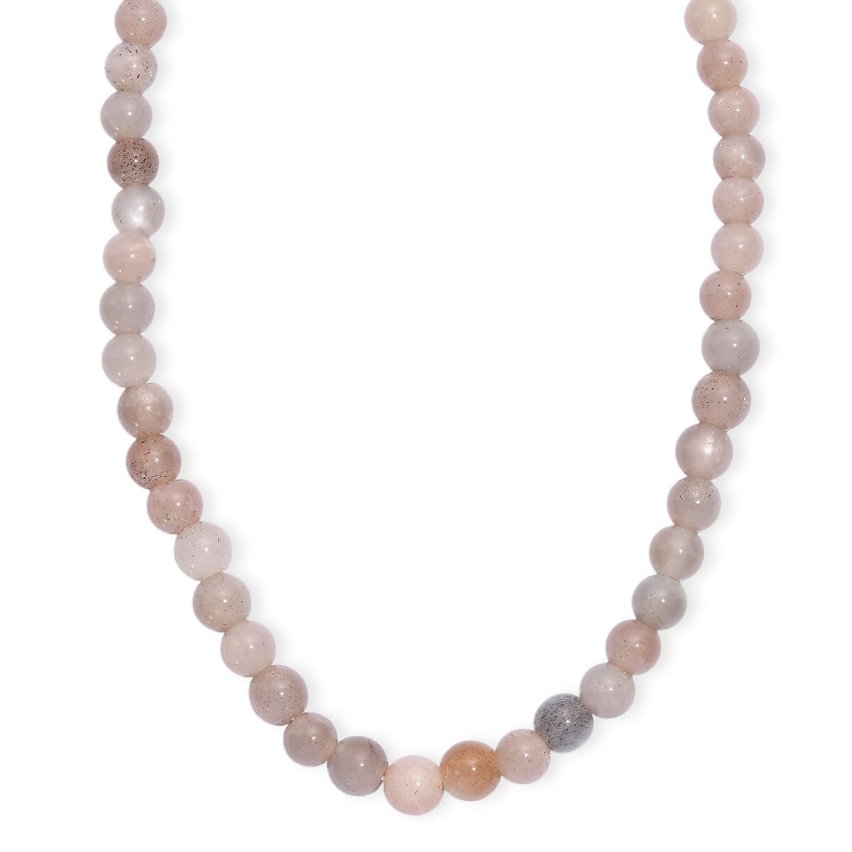 Peach Moonstone 110.00 ctw Beaded Necklace in Rhodium Over Sterling Silver 18 Inches image number 0