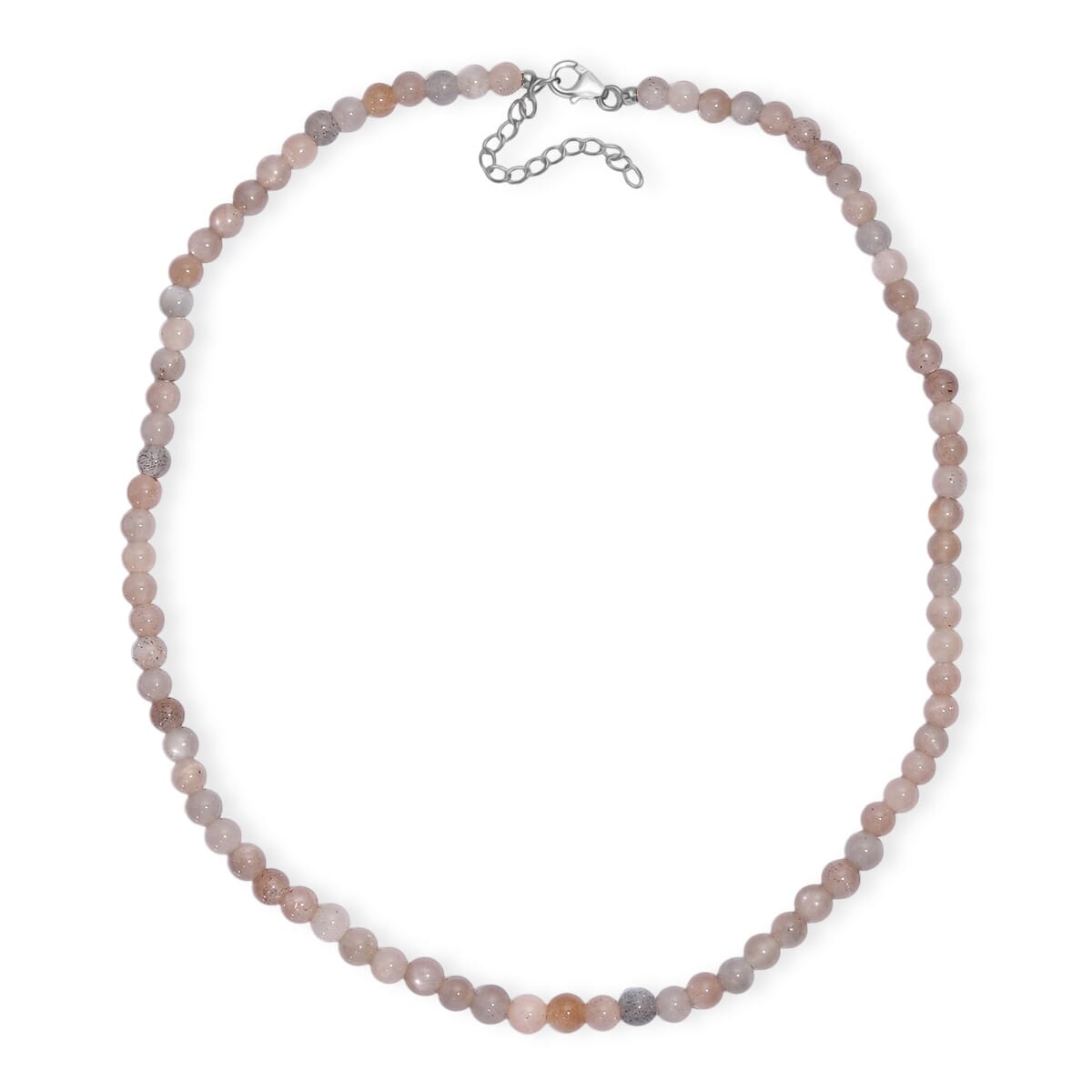 Peach Moonstone 110.00 ctw Beaded Necklace in Rhodium Over Sterling Silver 18 Inches image number 3