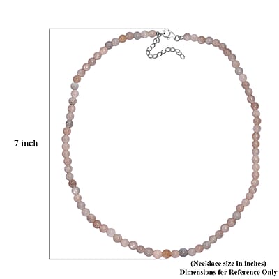 Peach Moonstone 110.00 ctw Beaded Necklace in Rhodium Over Sterling Silver 18 Inches