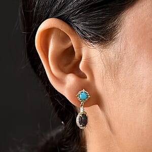 D'Joy Elysian Opal (Triplet) and Multi Gemstone 3.50 ctw Celestial Night Sky Earrings in 18K Vermeil Yellow Gold Over Sterling Silver