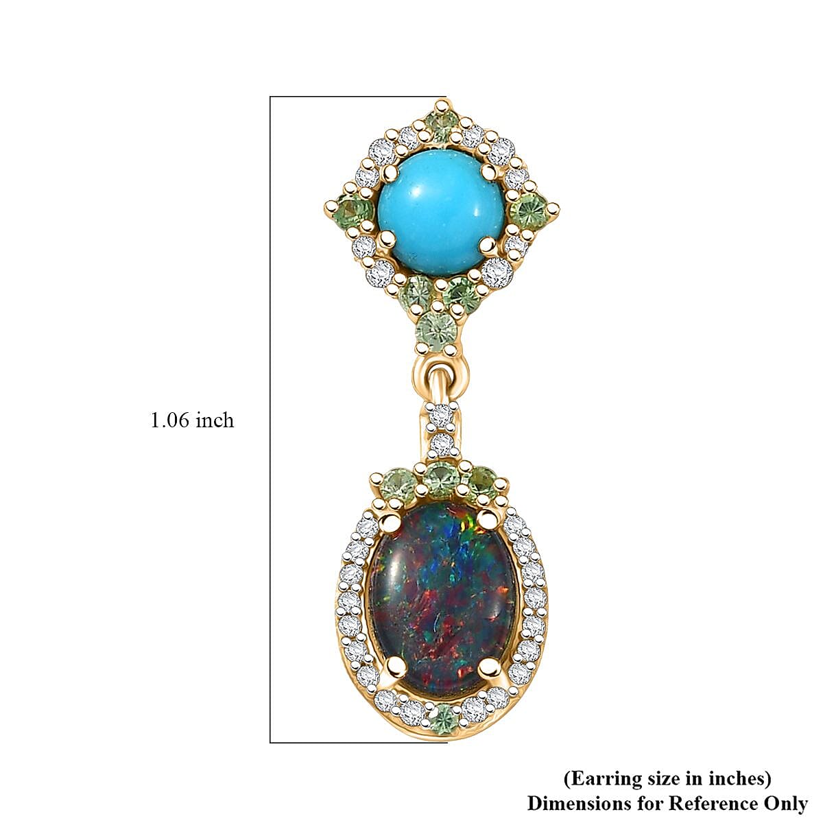 D'Joy Elysian Opal (Triplet) and Multi Gemstone 3.50 ctw Celestial Night Sky Earrings in 18K Vermeil Yellow Gold Over Sterling Silver image number 5