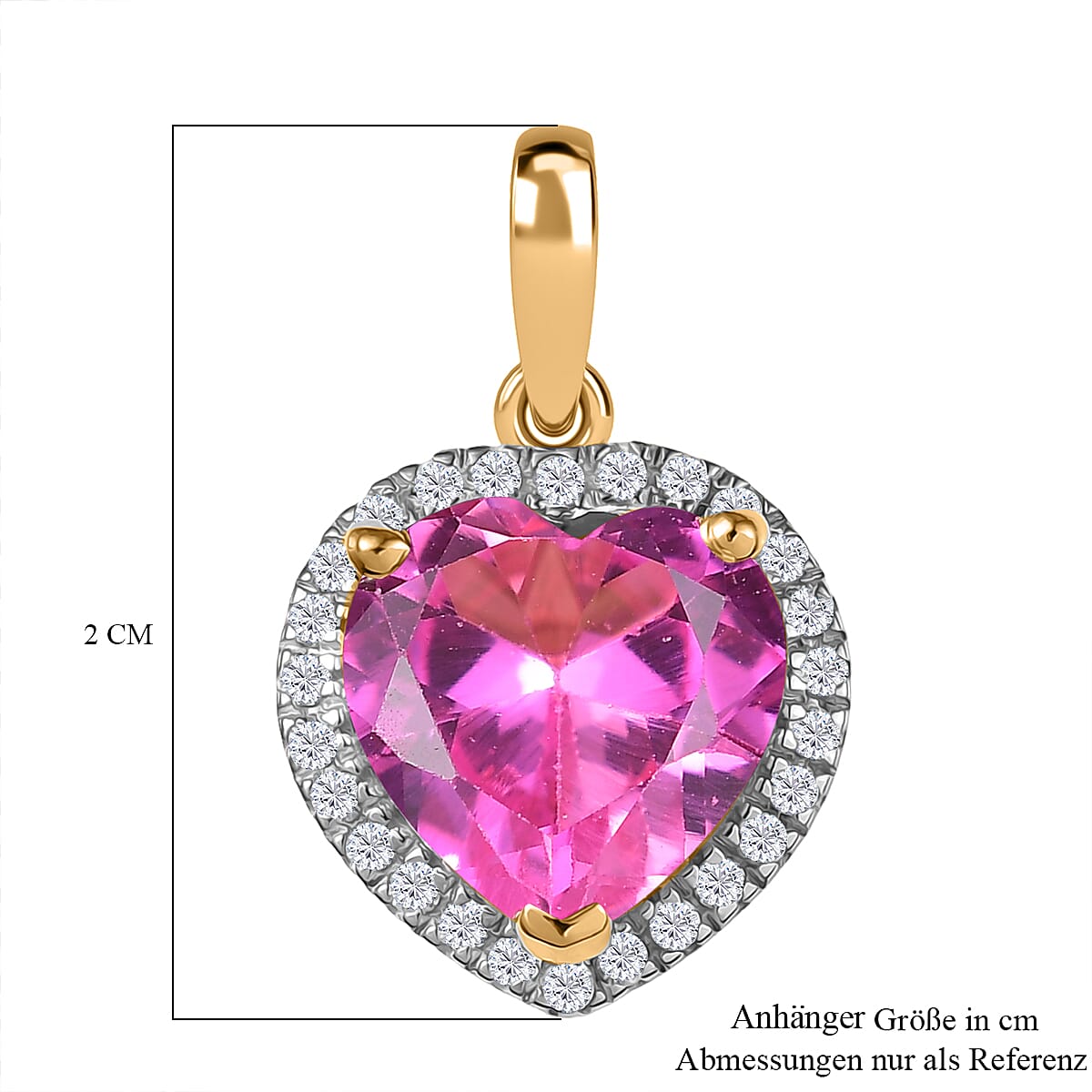 D'Joy Lab Created Pink Sapphire and White Zircon 4.70 ctw Pendant without Chain in 18K Vermeil Yellow Gold Over Sterling Silver image number 5