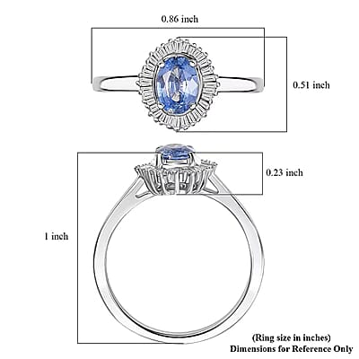 Luxoro Ceylon Blue Sapphire, Diamond Ring in 10K White Gold 1.10 ctw (Size 12.0)