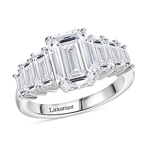 IGI Certified 950 Platinum Luxuriant Lab Grown Diamond (E-F, VS) Art Deco Ring (Size 7.5) 4.00 ctw