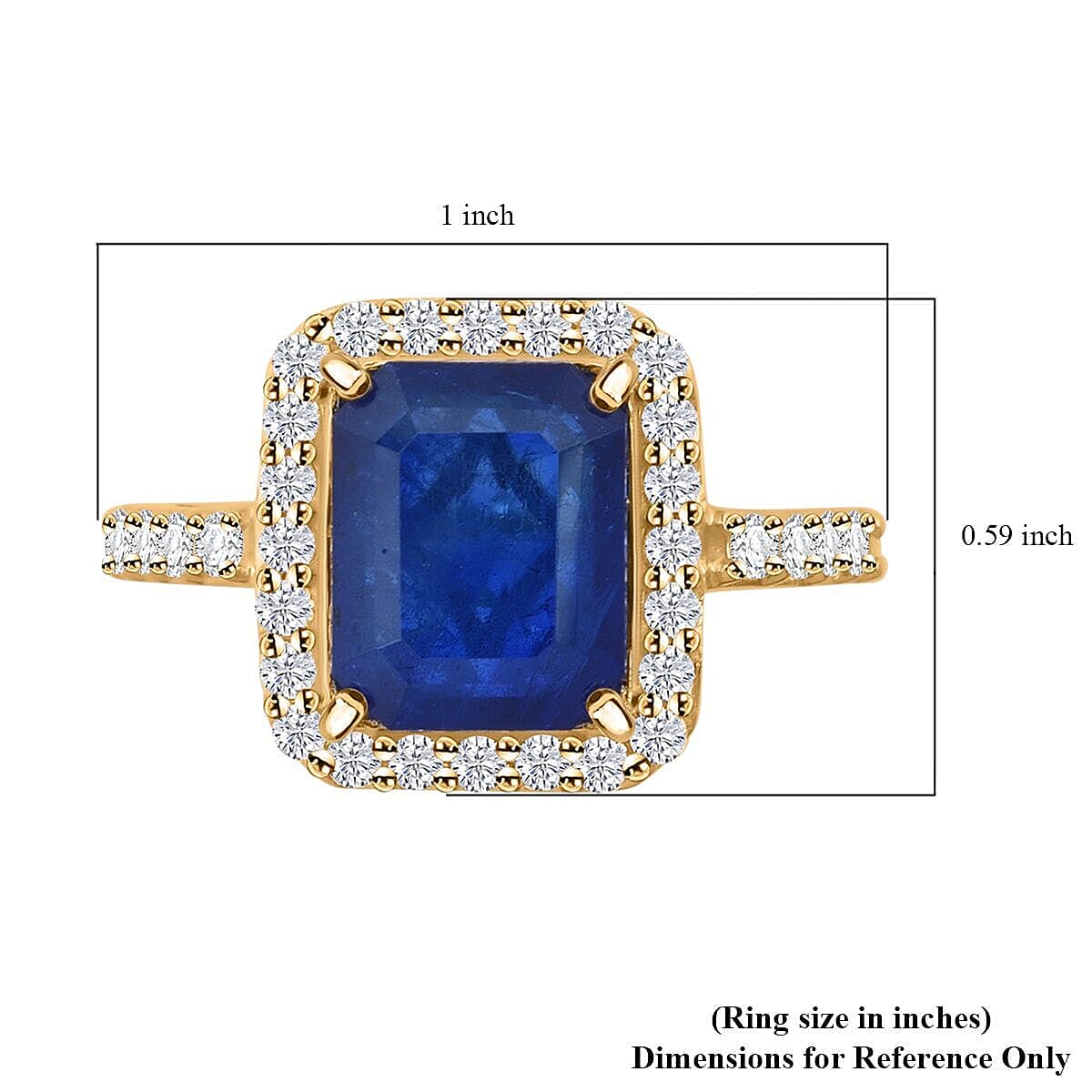 10K Yellow Gold Premium Tanzanian Blue Spinel (DF), Luxuriant Lab Grown Diamond (G-H, SI) Majestic Halo Ring (Size 7.5) 4.40 ctw image number 5