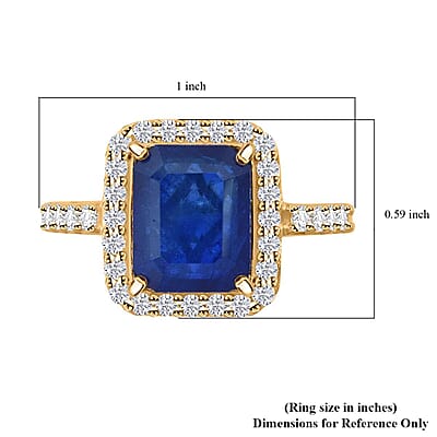 10K Yellow Gold Premium Tanzanian Blue Spinel (DF), Luxuriant Lab Grown Diamond (G-H, SI) Majestic Halo Ring (Size 12.0) 4.40 ctw
