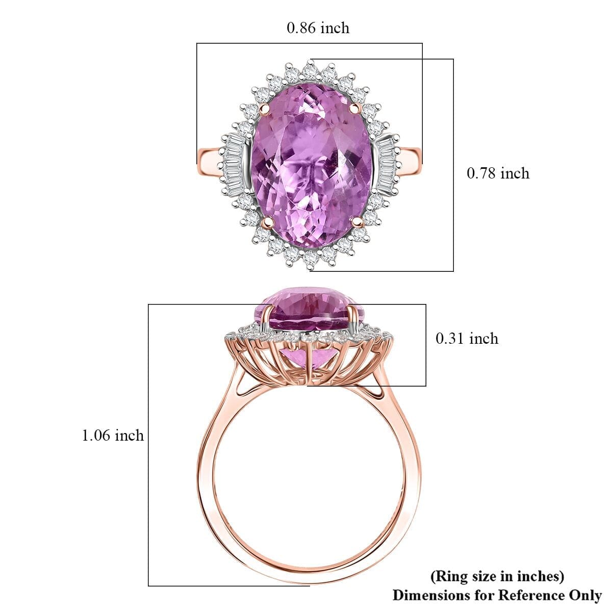 Luxoro 10K Rose Gold AAA Martha Rocha Kunzite, Diamond (G-H, I2) Twilight Blossom Ring (Size 9.5) 7.80 ctw image number 5