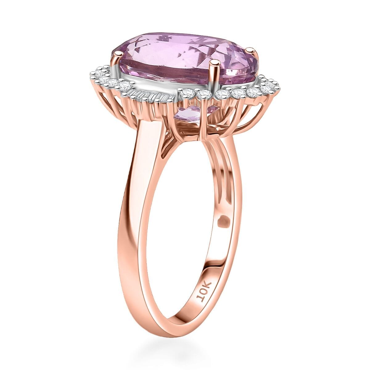 Luxoro 10K Rose Gold AAA Martha Rocha Kunzite, Diamond (G-H, I2) Twilight Blossom Ring (Size 12.0) 7.80 ctw image number 3