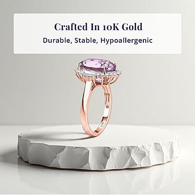 Luxoro 10K Rose Gold AAA Martha Rocha Kunzite, Diamond (G-H, I2) Twilight Blossom Ring (Size 12.0) 7.80 ctw