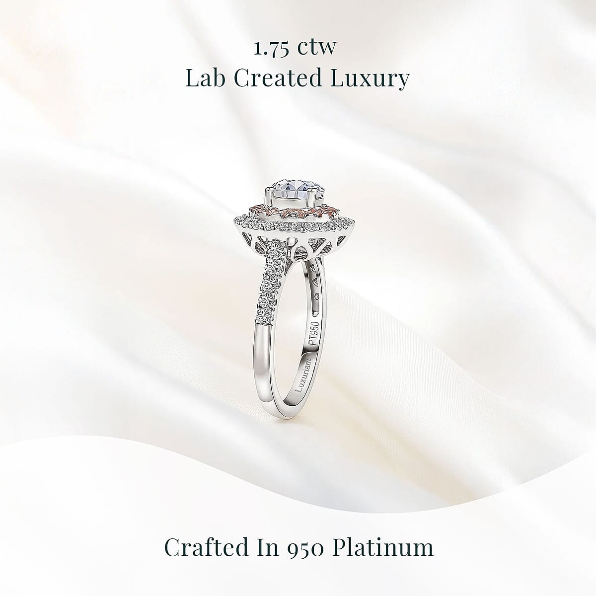 950 Platinum Luxuriant Lab Grown White and Pink Diamond (VS) Ring (Size 5.0) (6.10 g) 1.75 ctw image number 2