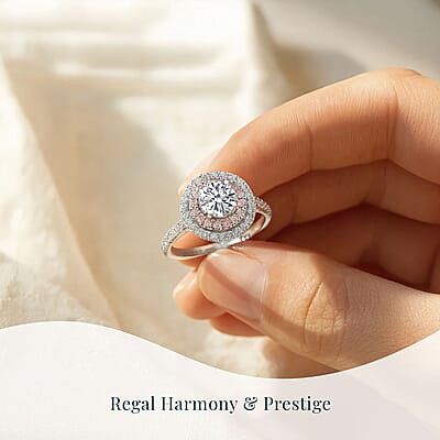 950 Platinum Luxuriant Lab Grown White and Pink Diamond (VS) Ring (Size 5.0) (6.10 g) 1.75 ctw