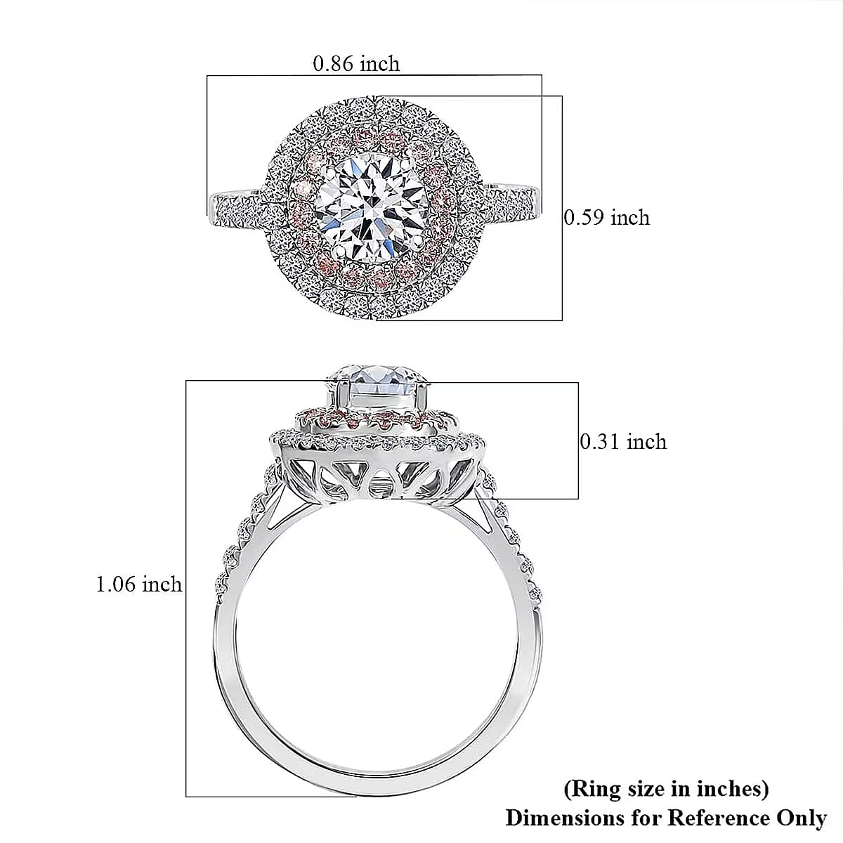 950 Platinum Luxuriant Lab Grown White and Pink Diamond (VS) Ring (Size 5.0) (6.10 g) 1.75 ctw image number 6