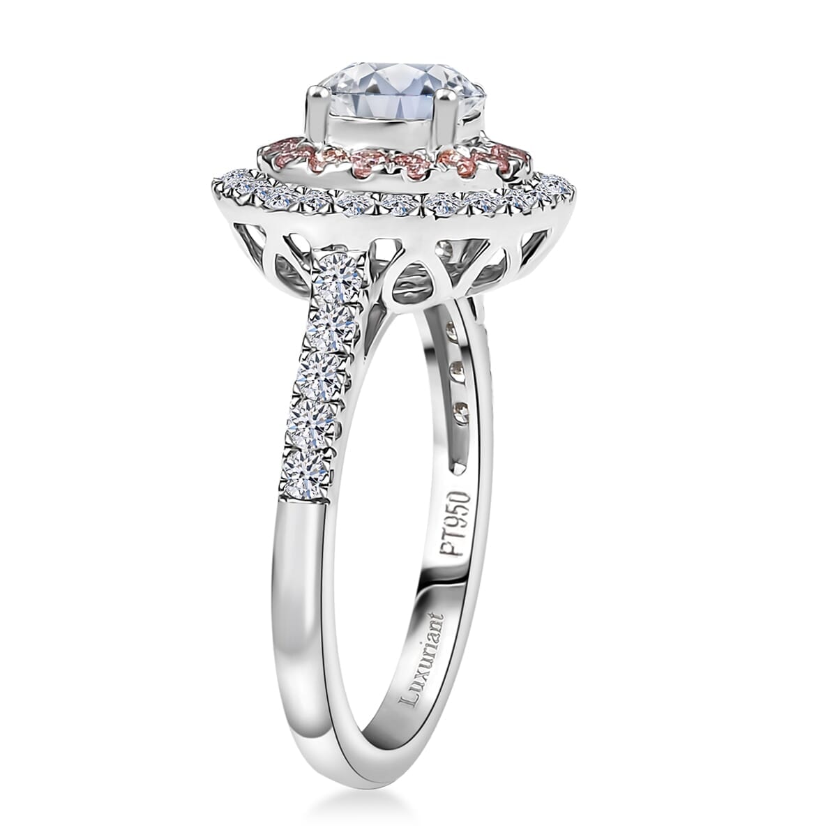 Luxuriant Lab Grown White and Pink Diamond VS 1.75 ctw The Imperial Spark Ring in 950 Platinum (Size 6.0) 6.10 Grams image number 3