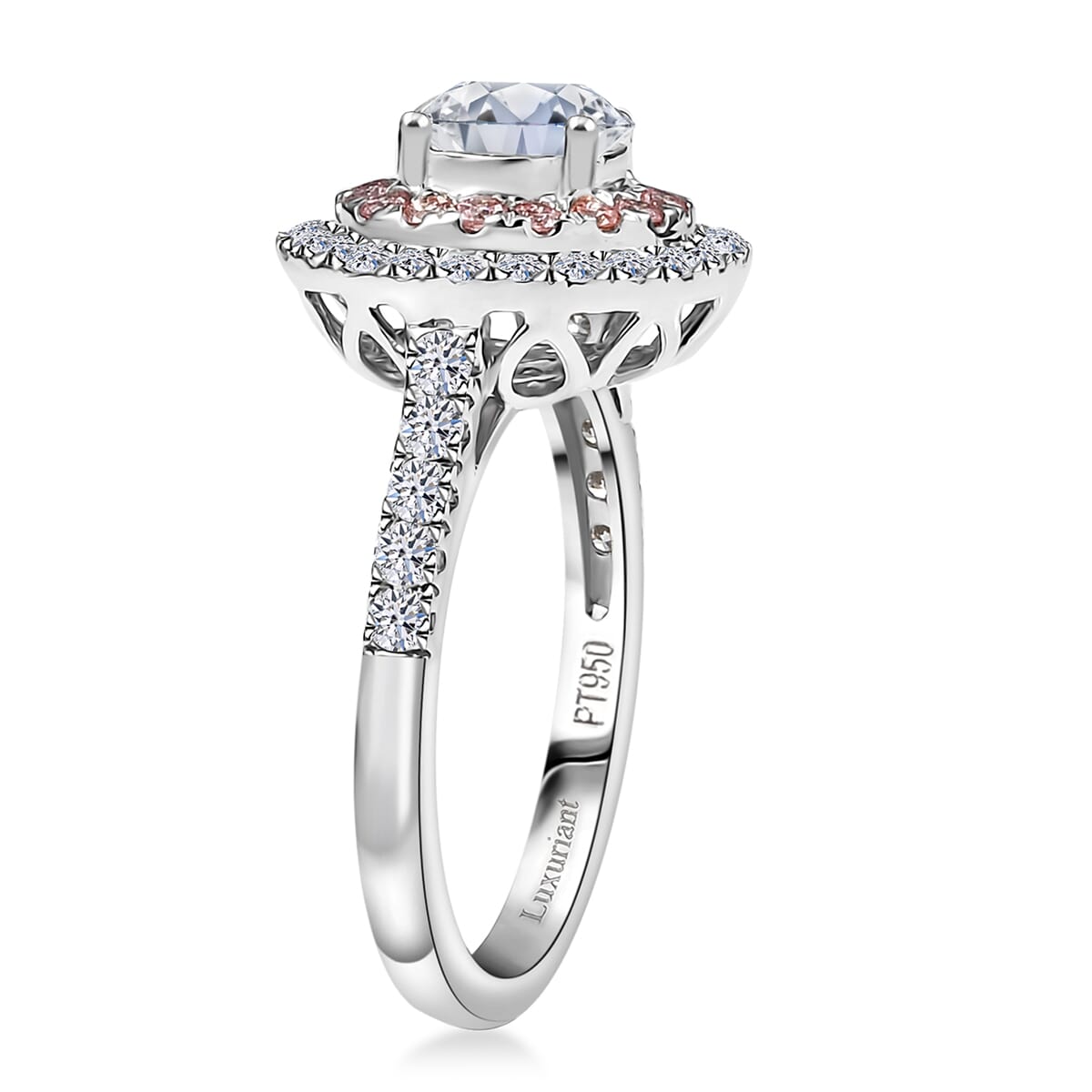 Luxuriant Lab Grown White and Pink Diamond VS 1.75 ctw The Imperial Spark Ring in 950 Platinum (Size 8.0) 6.10 Grams image number 3
