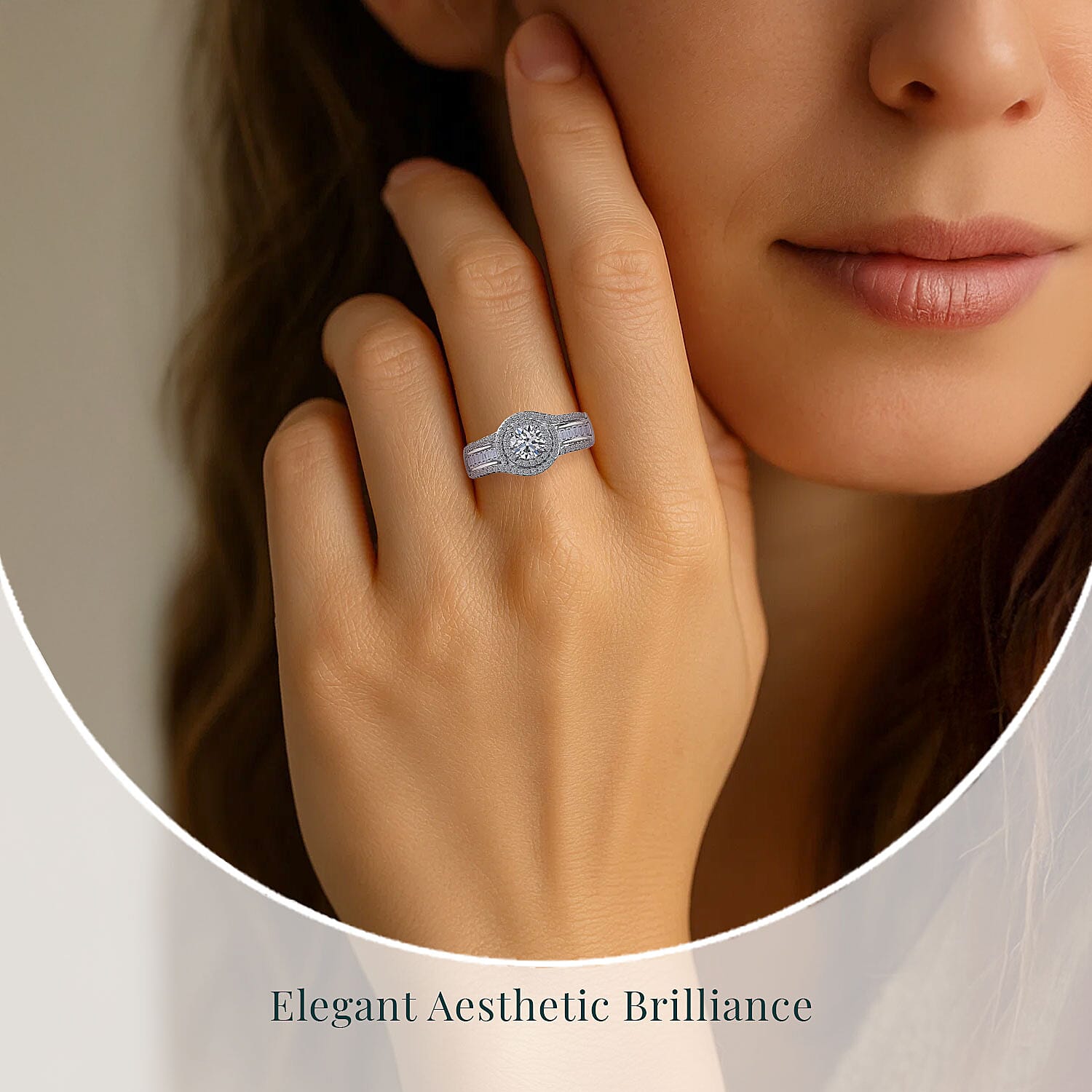 Luxuriant Lab Grown Diamond G-H SI 1.00 ctw Radiant Solar Halo Ring in Rhodium Over Sterling Silver (Size 10.0) 