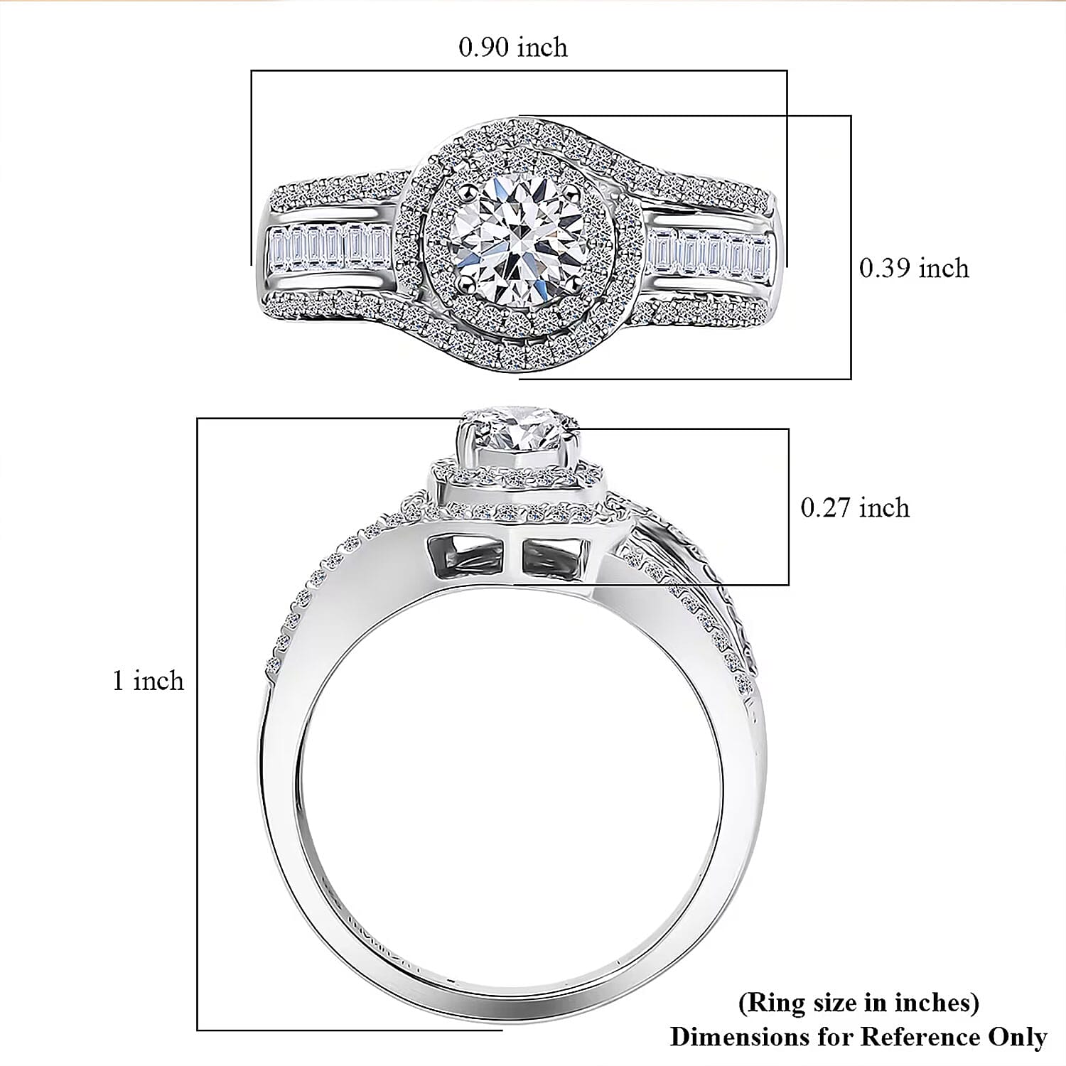 Luxuriant Lab Grown Diamond G-H SI 1.00 ctw Radiant Solar Halo Ring in Rhodium Over Sterling Silver (Size 10.0) 