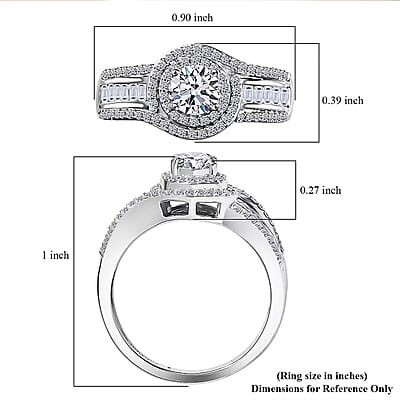 Luxuriant Lab Grown Diamond G-H SI 1.00 ctw Radiant Solar Halo Ring in Rhodium Over Sterling Silver (Size 10.0) 
