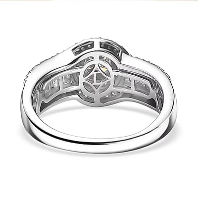 Luxuriant Lab Grown Diamond G-H SI 1.00 ctw Radiant Solar Halo Ring in Rhodium Over Sterling Silver (Size 10.0) 