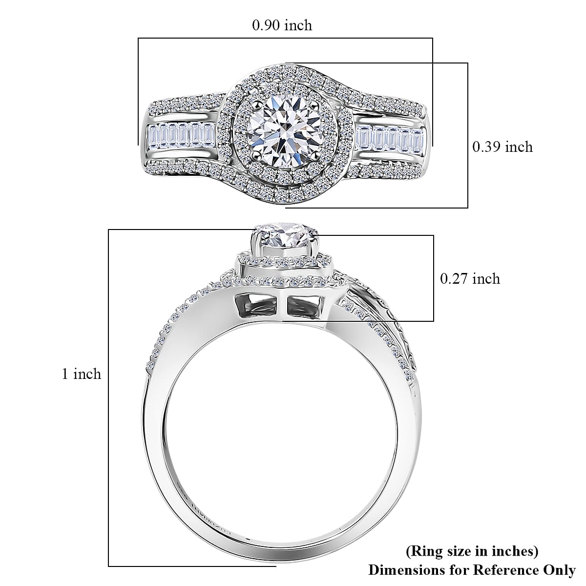 Luxuriant Lab Grown Diamond G-H SI 1.00 ctw Radiant Solar Halo Ring in Rhodium Over Sterling Silver (Size 7.0)  image number 5