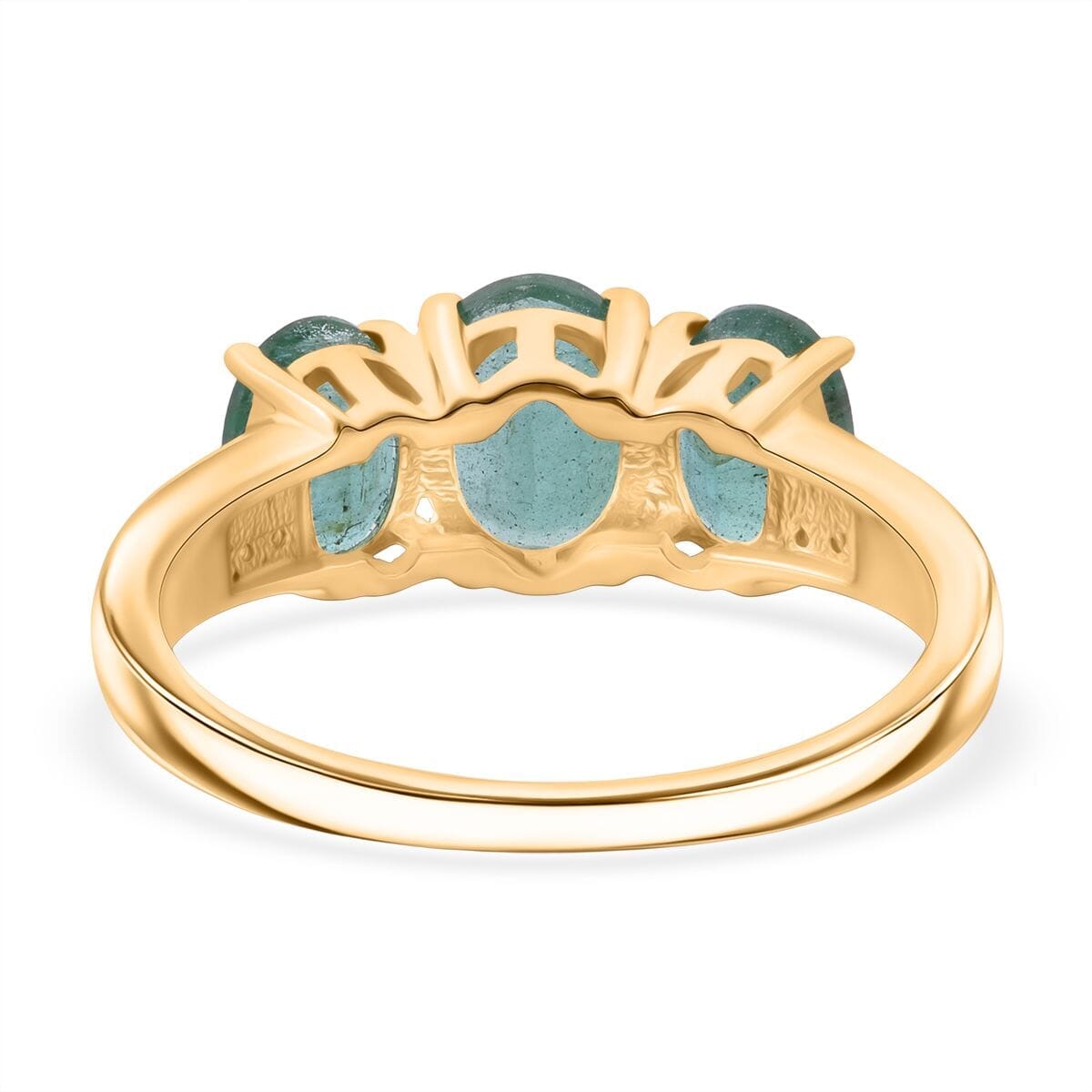 Luxoro 10K Yellow Gold AAA Kagem Zambian Emerald, Diamond (G-H, I2) Trilogy Ring (Size 5.5) 2.90 ctw image number 3
