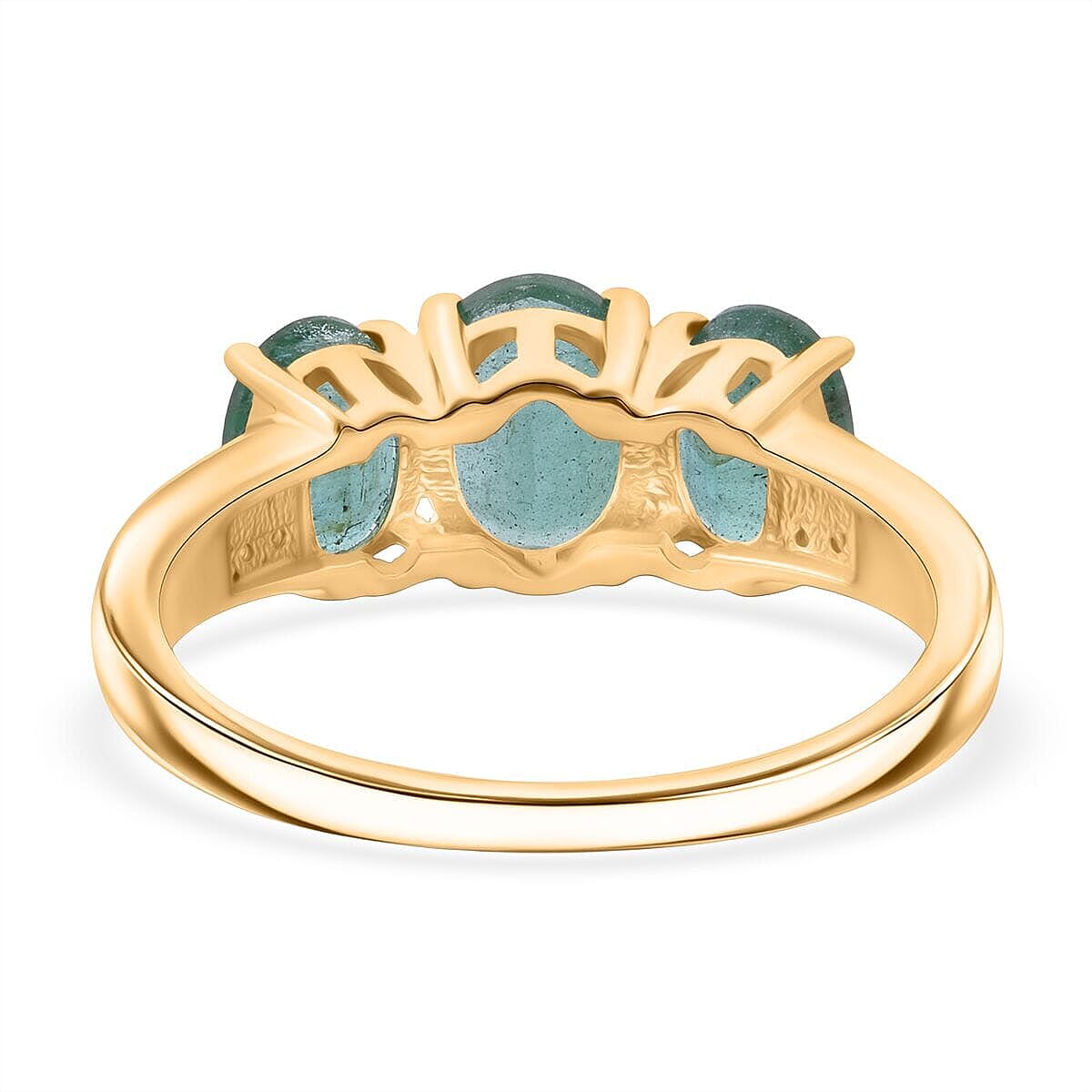 Luxoro 10K Yellow Gold AAA Kagem Zambian Emerald, Diamond (G-H, I2) Trilogy Ring (Size 9.5) 2.90 ctw image number 3