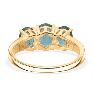 Luxoro 10K Yellow Gold AAA Kagem Zambian Emerald, Diamond (G-H, I2) Trilogy Ring (Size 12.0) 2.90 ctw