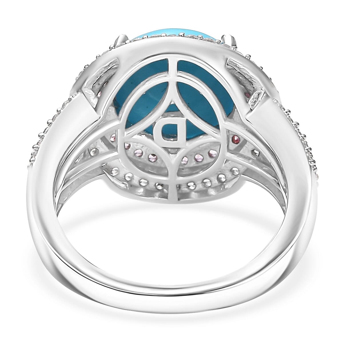 D'Joy Premium Sleeping Beauty Turquoise and Multi Gemstone 5.30 ctw Ring in Rhodium Over Sterling Silver (Size 7.0) image number 4