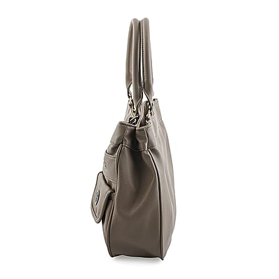 Cee Klein Taupe Faux Leather Multi-Compartment Shoulder Bag