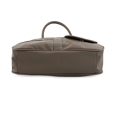 Cee Klein Taupe Faux Leather Multi-Compartment Shoulder Bag