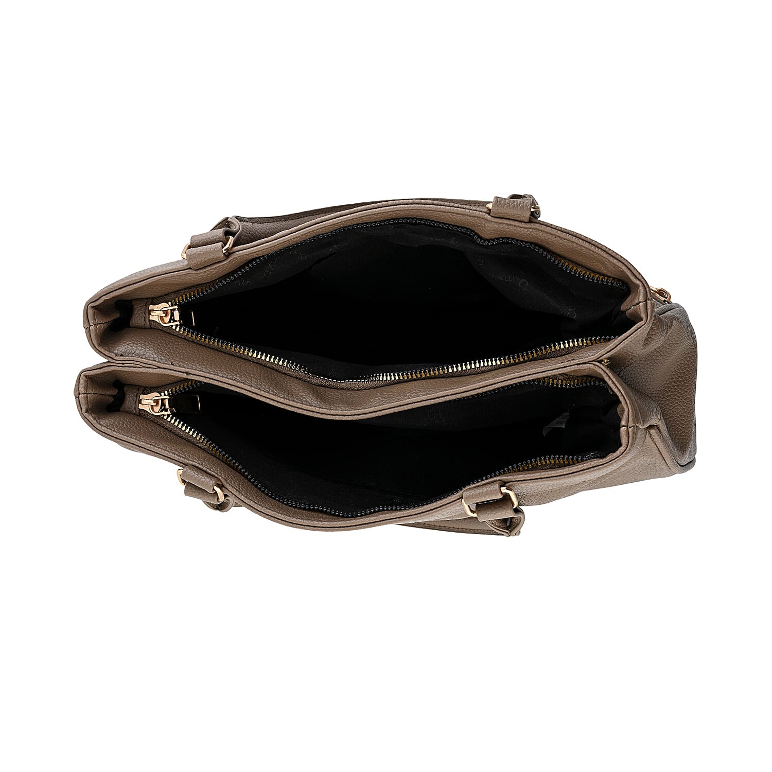 Cee Klein Taupe Faux Leather Multi-Compartment Shoulder Bag