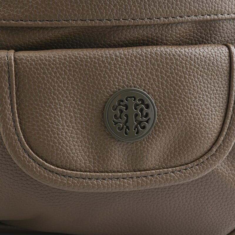 Cee Klein Taupe Faux Leather Multi-Compartment Shoulder Bag