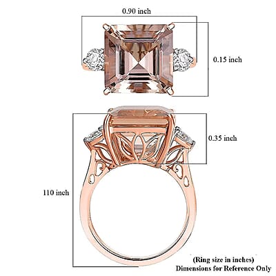 AAA Asscher Cut Marropino Morganite, Lab Grown Diamond Art Deco Ring in 14K Rose Gold 8.35 ctw (Size 11.0)