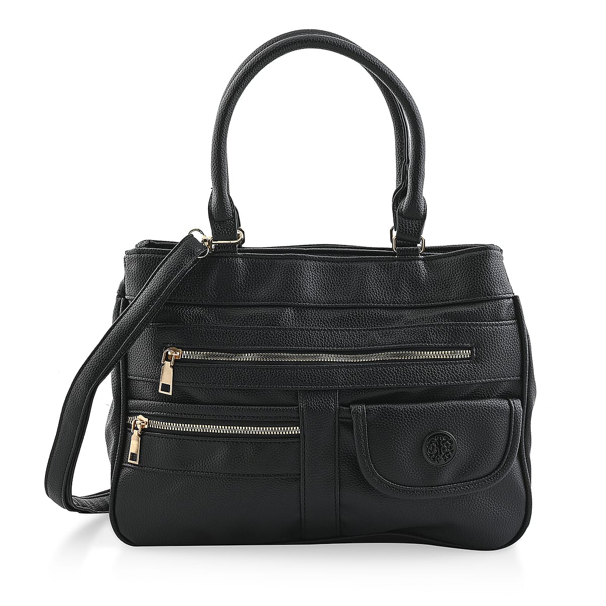 Cee Klein Black Faux Leather Multi-Compartment Shoulder Bag image number 0